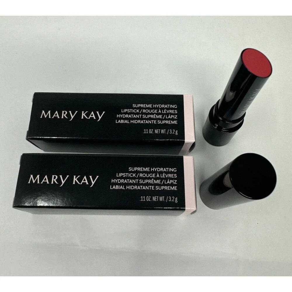 2x New In Box Mary Kay Supreme Hydrating Lipstick Festive Pink Full Size 155218